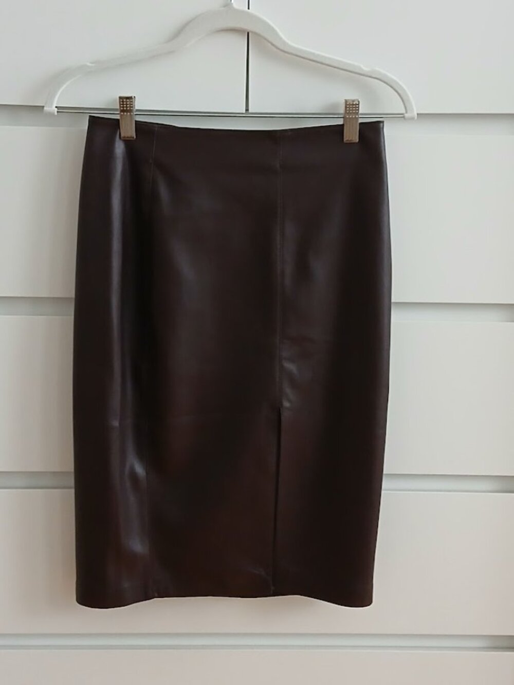 MANGO Brown Faux Leather Pencil Skirt - size 2